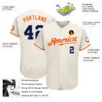 Custom Baseball Jersey - Cream Navy-Orange Color Personalization Available Personalized Cream Navy-Orange Baseball Jersey