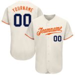 Custom Baseball Jersey - Cream Navy-Orange Color Personalization Available Personalized Cream Navy-Orange Baseball Jersey
