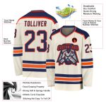 Personalized Navy-Orange Hockey Jersey for Adults and Kids - Custom Cream Design Personalized Cream Navy-Orange Hockey Jersey