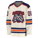 Personalized Navy-Orange Hockey Jersey for Adults and Kids - Custom Cream Design Personalized Cream Navy-Orange Hockey Jersey