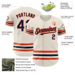 Personalized Team Baseball Jersey with Custom Name and Number - Cream Navy-Orange Line Authentic Design Personalized Cream