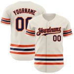 Personalized Team Baseball Jersey with Custom Name and Number - Cream Navy-Orange Line Authentic Design Personalized Cream
