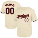 Custom Name and Number Personalized Baseball Jersey - Cream Navy-Orange Mesh Authentic Throwback Personalized Cream Navy-Orange