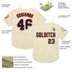 Personalized Navy Orange Baseball Jersey - Cream Mesh Throwback Style Personalized Cream Navy-Orange Mesh Throwback Baseball