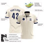 Personalized Navy Performance Golf Polo Shirt - Custom Cream Design Personalized Cream Navy Performance Golf Polo Shirt