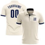 Personalized Navy Performance Golf Polo Shirt - Custom Cream Design Personalized Cream Navy Performance Golf Polo Shirt