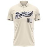 Personalized Navy Cream Performance Golf Polo Shirt for Men and Women Personalized Cream Navy Performance Vapor Golf Polo