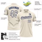 Personalized Navy Cream Performance Golf Polo Shirt for Men and Women Personalized Cream Navy Performance Vapor Golf Polo