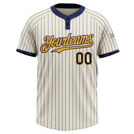 Custom Name Number Softball Jersey Personalized Cream Navy Pinstripe Two-Button Unisex Design Personalized Cream Navy Pinstripe