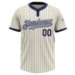 Personalized Navy Cream Gray Two-Button Unisex Softball Jersey - Custom Sports Apparel Personalized Cream Navy Pinstripe