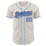 Personalized Light Blue Navy Pinstripe Baseball Jersey for Men and Women Personalized Cream Navy Pinstripe Light Blue Baseball