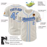 Personalized Light Blue Navy Pinstripe Baseball Jersey for Men and Women Personalized Cream Navy Pinstripe Light Blue Baseball