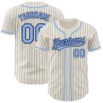 Personalized Light Blue Navy Pinstripe Baseball Jersey for Men and Women Personalized Cream Navy Pinstripe Light Blue Baseball
