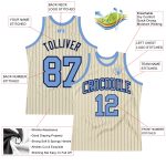 Personalized Light Blue Basketball Jersey with Cream Navy Pinstripe Personalized Cream Navy Pinstripe Light Blue Basketball