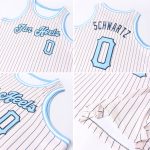 Personalized Navy Blue Cream Pinstripe Basketball Jersey Light Blue-Black Personalized Cream Navy Pinstripe Light Blue-Black