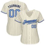 Custom Name Number Personalized Baseball Jersey Cream Navy Pinstripe Light Blue Navy Personalized Cream Navy Pinstripe Light