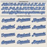 Customizable Cream Navy Pinstripe Light Blue Softball Jersey Unisex Two-Button Design Personalized Cream Navy Pinstripe Light