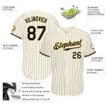 Custom Personalized Navy Gold Baseball Jersey - Authentic Cream Navy Pinstripe Team Name & Number Personalized Cream Navy