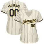 Custom Personalized Navy Gold Baseball Jersey - Authentic Cream Navy Pinstripe Team Name & Number Personalized Cream Navy