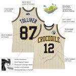 Personalized Custom Name and Number Navy Gold Pinstripe Basketball Jersey - Authentic Team Apparel Personalized Cream Navy