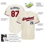 Personalized Pinstripe Baseball Jersey in Cream Navy and Red - Authentic Design Personalized Cream Navy Pinstripe Navy-Red