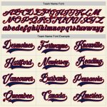 Personalized Navy-Red Authentic Baseball Jersey - Cream Navy Pinstripe Design Personalized Cream Navy Pinstripe Navy-Red