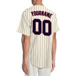 Personalized Navy-Red Authentic Baseball Jersey - Cream Navy Pinstripe Design Personalized Cream Navy Pinstripe Navy-Red