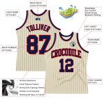 Personalized Navy Red Pinstripe Basketball Jersey - Authentic Cream Design Personalized Cream Navy Pinstripe Navy-Red Authentic