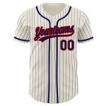 Personalized Navy Red Baseball Jersey - Custom Cream Navy Pinstripe Design, Size 3 Personalized Cream Navy Pinstripe Navy-Red
