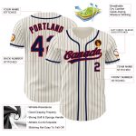 Personalized Navy Red Baseball Jersey - Custom Cream Navy Pinstripe Design, Size 3 Personalized Cream Navy Pinstripe Navy-Red