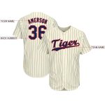 Custom Personalized Navy Red Baseball Jersey with Pinstripes - Team Name & Number Personalized Cream Navy Pinstripe Navy-Red