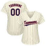 Custom Personalized Navy Red Baseball Jersey with Pinstripes - Team Name & Number Personalized Cream Navy Pinstripe Navy-Red