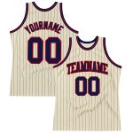 Personalized Navy Red Basketball Jersey with Cream Pinstripes 2 - Custom Sports Apparel Personalized Cream Navy Pinstripe