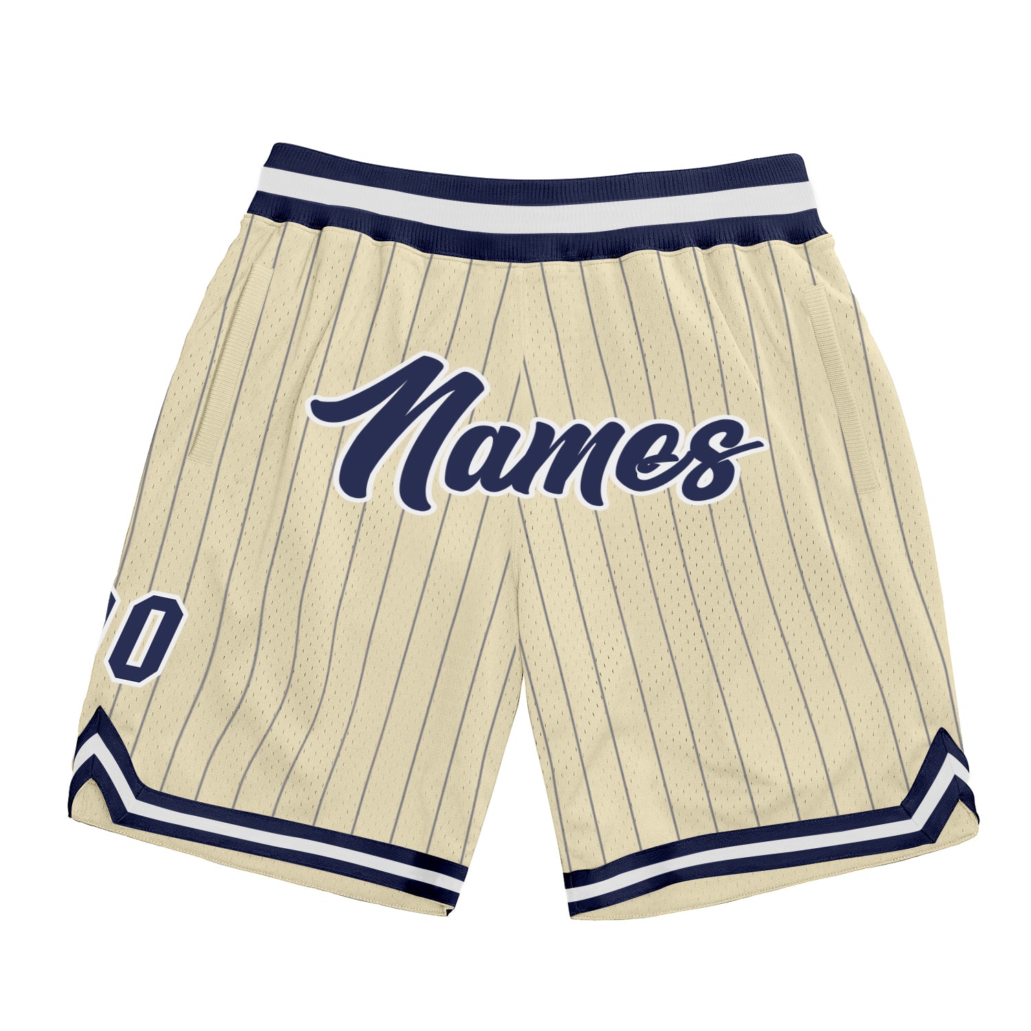 Custom Team Basketball Shorts - Personalized Navy-White Pinstripe with Name & Number - Authentic Athletic Wear Personalized