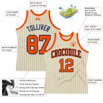 Custom Name & Number Personalized Navy Pinstripe Basketball Jersey - Cream Orange Authentic Team Apparel Personalized Cream