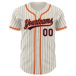 Personalized Navy Pinstripe Baseball Jersey with Orange Accents - Custom Cream Jersey Personalized Cream Navy Pinstripe Orange