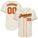 Personalized Navy Pinstripe Baseball Jersey with Cream and Orange-Green Accents Personalized Cream Navy Pinstripe Orange-Green
