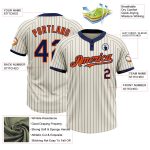Personalized Unisex Softball Jersey Cream Navy Pinstripe Orange Two-Button Personalized Cream Navy Pinstripe Orange Two-Button