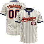 Personalized Unisex Softball Jersey Cream Navy Pinstripe Orange Two-Button Personalized Cream Navy Pinstripe Orange Two-Button