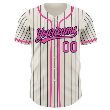Personalized Navy Pinstripe Baseball Jersey with Cream and Pink Details Personalized Cream Navy Pinstripe Pink Baseball Jersey