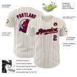 Personalized Navy Pinstripe Cream Red Baseball Jersey for Kids - Custom 3 Personalized Cream Navy Pinstripe Red Baseball