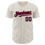 Personalized Navy Pinstripe Cream Red Baseball Jersey for Kids - Custom 3 Personalized Cream Navy Pinstripe Red Baseball