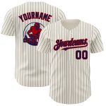 Personalized Navy Pinstripe Cream Red Baseball Jersey for Kids - Custom 3 Personalized Cream Navy Pinstripe Red Baseball