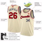 Customizable Red Black Cream Navy Pinstripe Basketball Jersey with Personalized Name and Number - Authentic Team Apparel