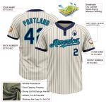 Personalized Teal Two-Button Softball Jersey Unisex Cream Navy Pinstripe Design Personalized Cream Navy Pinstripe Teal Two-Button