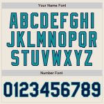 Custom Name and Number Unisex Two-Button Softball Jersey - Personalized Cream Navy Pinstripe Teal Design Personalized Cream