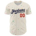 Personalized 3D Confetti Baseball Jersey in Cream Navy-Red, Custom Name and Number Option Personalized Cream Navy-Red 3D
