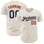 Personalized 3D Confetti Baseball Jersey in Cream Navy-Red, Custom Name and Number Option Personalized Cream Navy-Red 3D