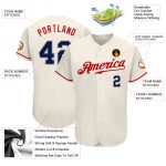 Custom Name Number Baseball Jersey - Personalized Authentic Cream Navy-Red Team Jersey Personalized Cream Navy-Red Authentic