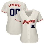 Custom Name Number Baseball Jersey - Personalized Authentic Cream Navy-Red Team Jersey Personalized Cream Navy-Red Authentic